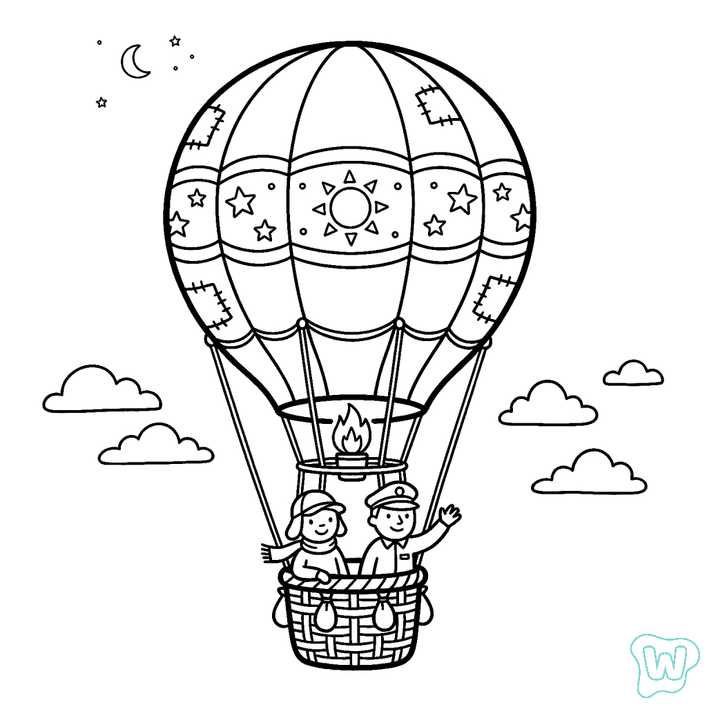 páginas para colorear de preescolar Globo Aerostático