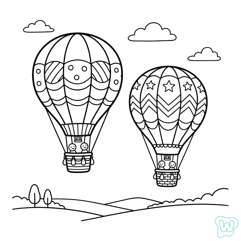 colorear páginas de Globo Aerostático