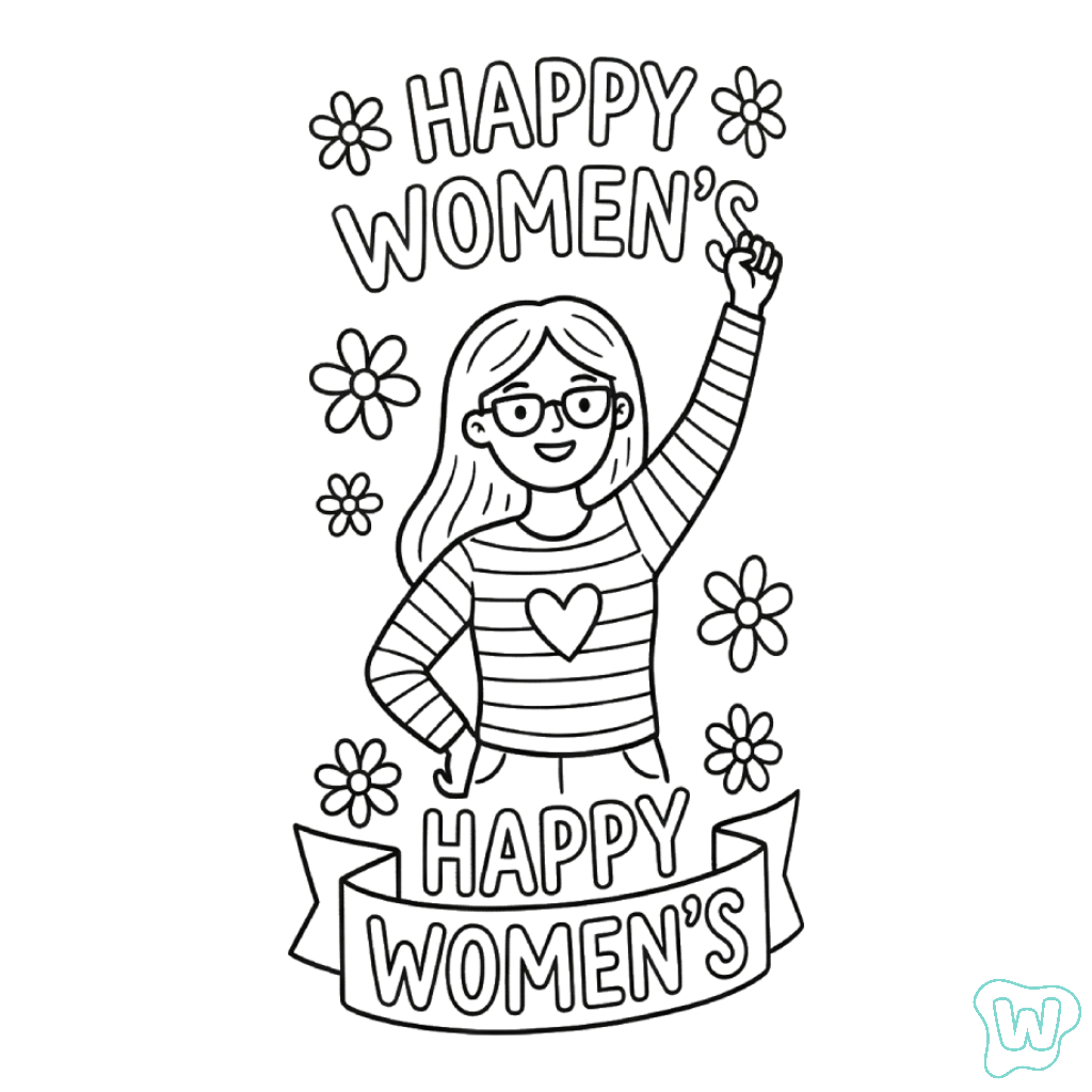 páginas para colorear lindas y fáciles de Happy Women’s Day