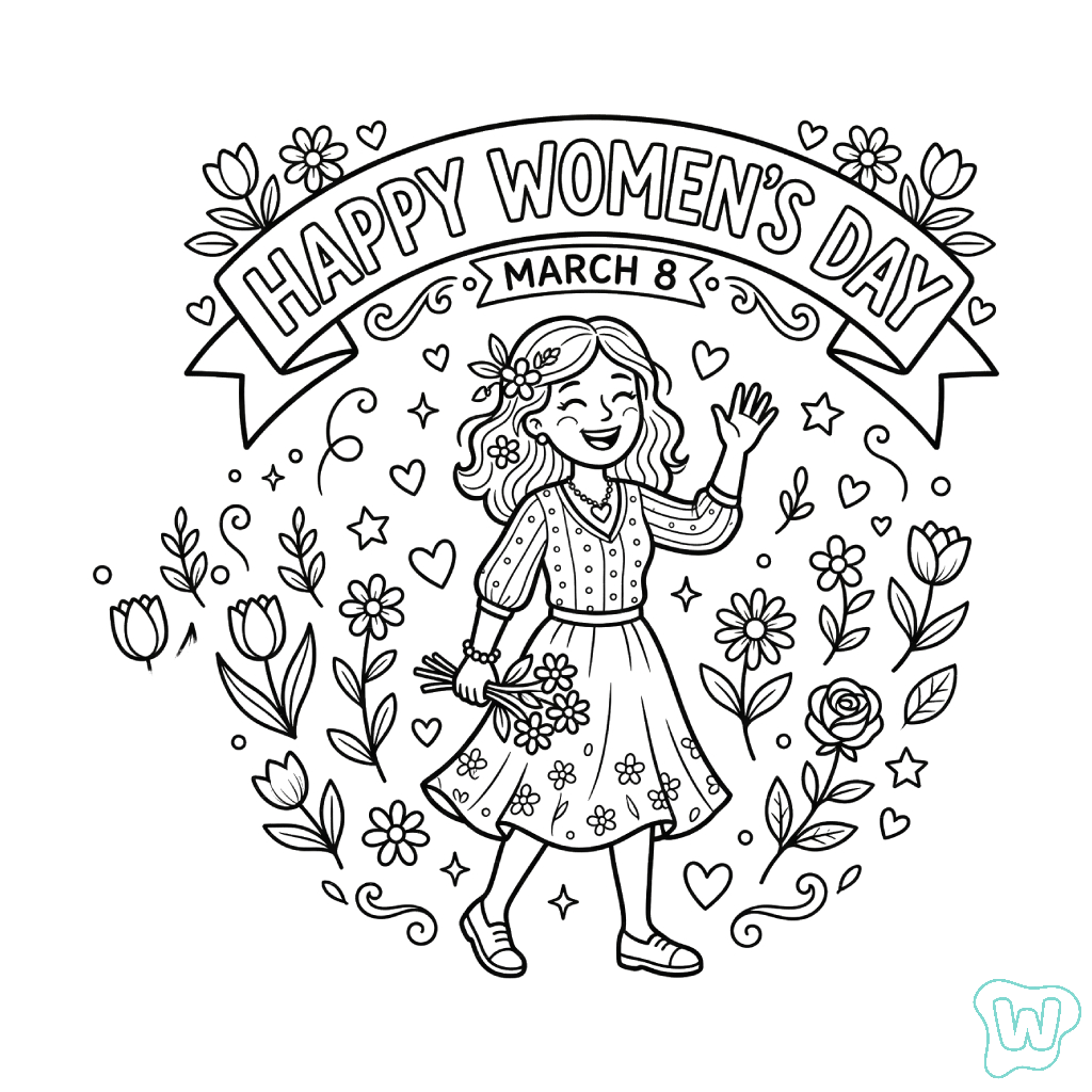 páginas para colorear detalladas de Happy Women’s Day para adultos