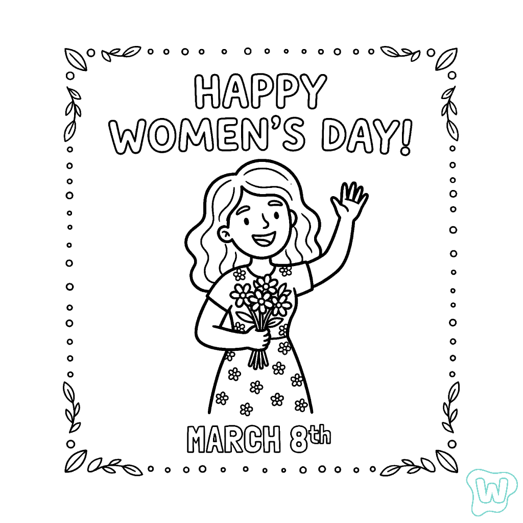 páginas para colorear fáciles de Happy Women’s Day