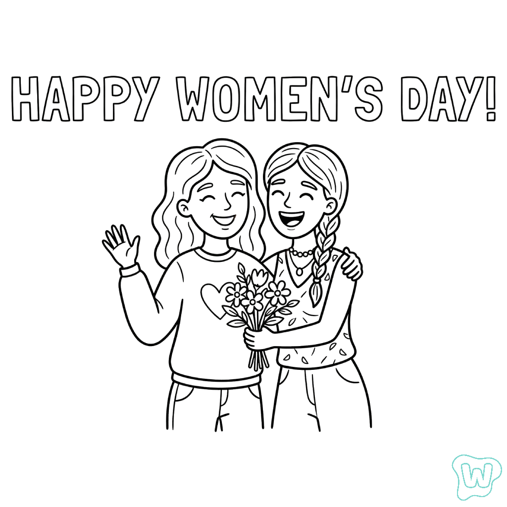 Happy Women’s Day adornos para colorear