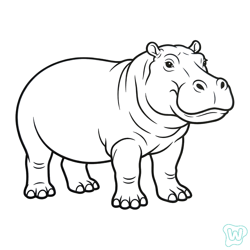 páginas para colorear gratis Hipopótamo pdf
