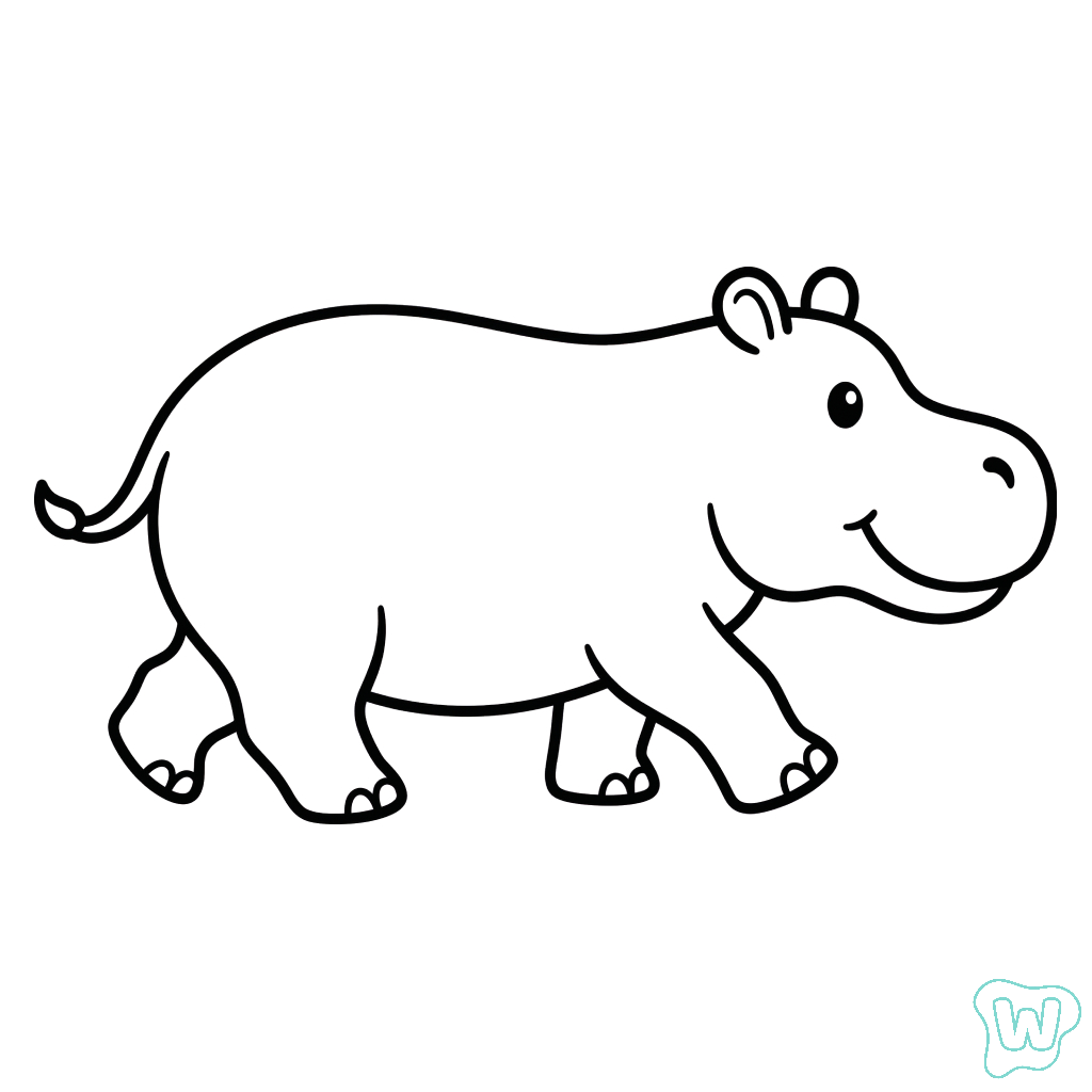 Hipopótamo páginas para colorear fáciles