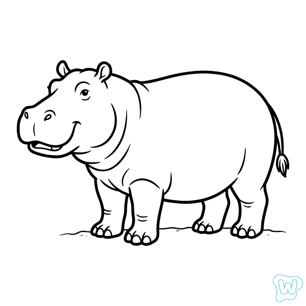 páginas para colorear gratis Hipopótamo pdf 1