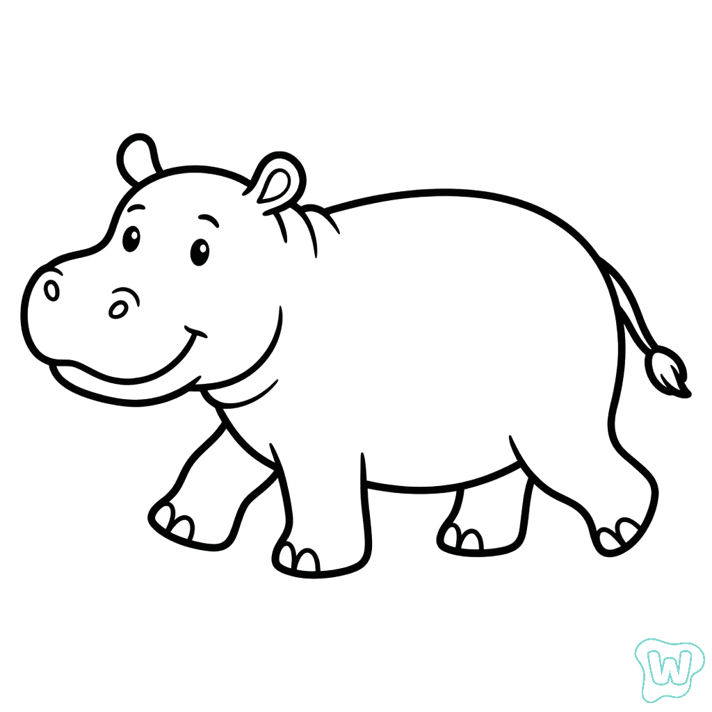 Hipopótamo páginas para colorear gratis 1