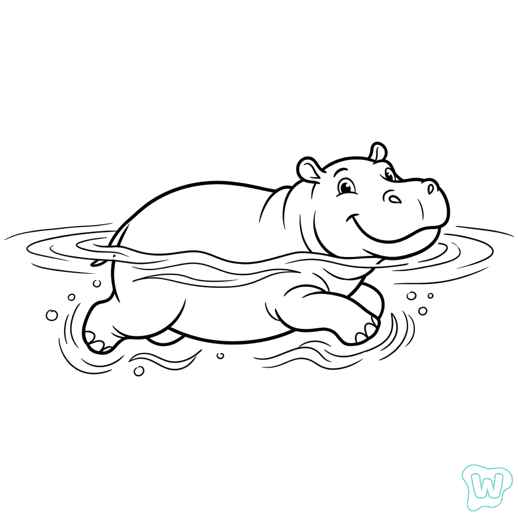 Hipopótamo colorear y Imprimir PDF gratis