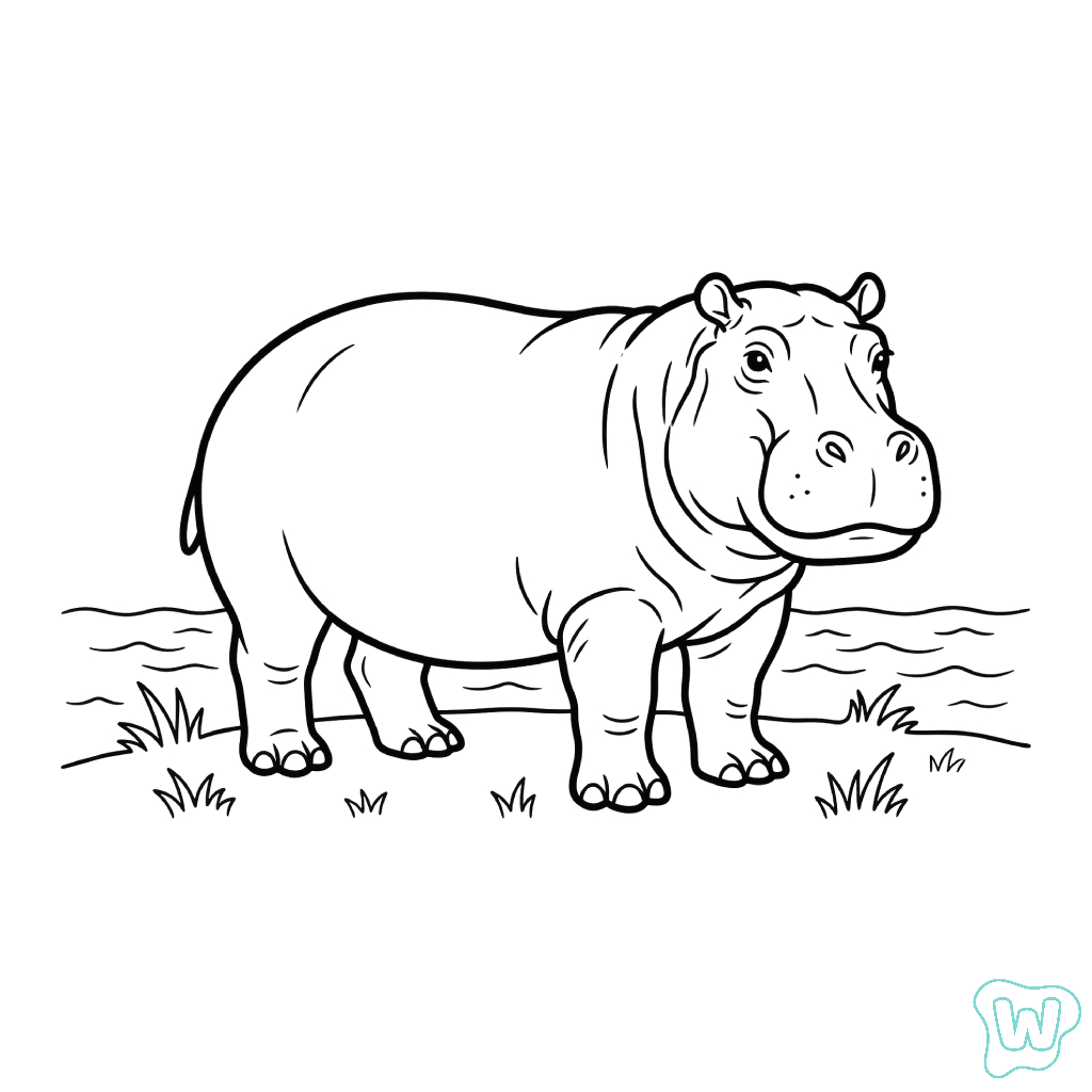 páginas para colorear Hipopótamo gratis