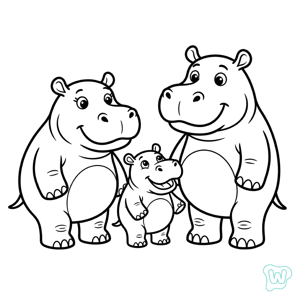 colorear y Imprimir PDF gratis Hipopótamo
