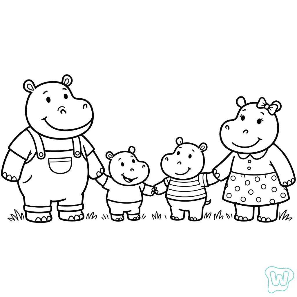 colorear y Imprimir PDF Hipopótamo