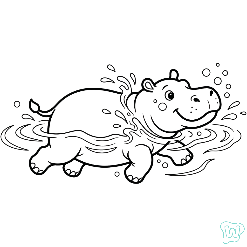 páginas para colorear detalladas de Hipopótamo