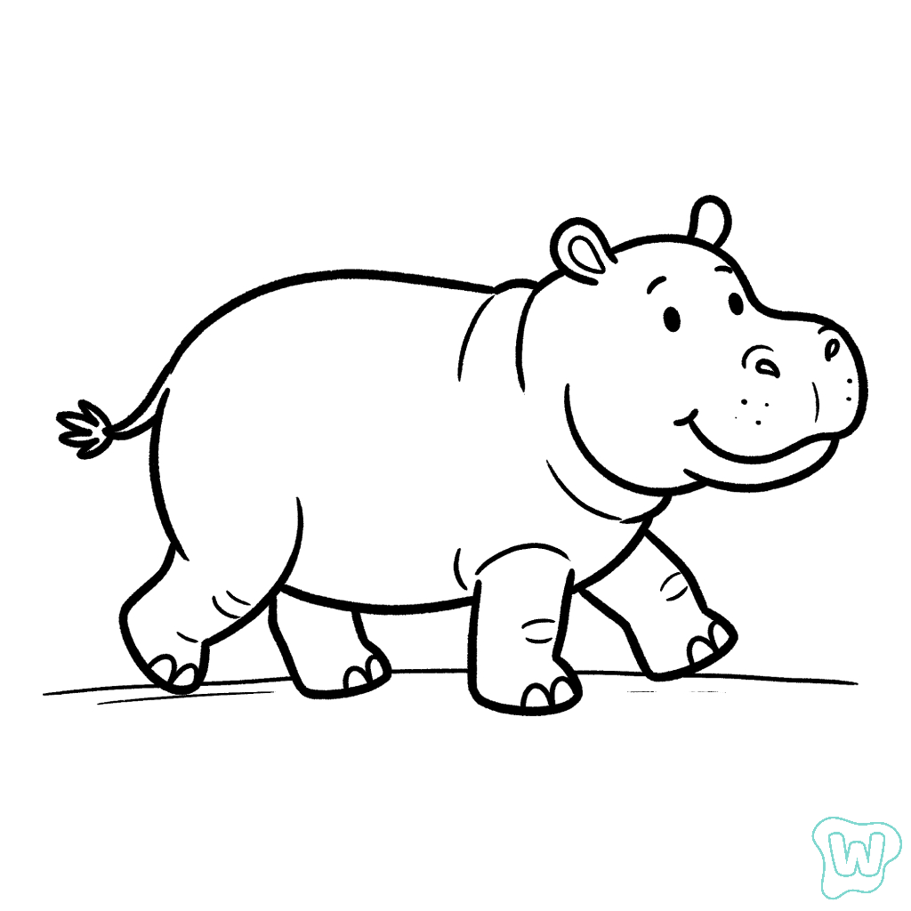 felices páginas para colorear Hipopótamo