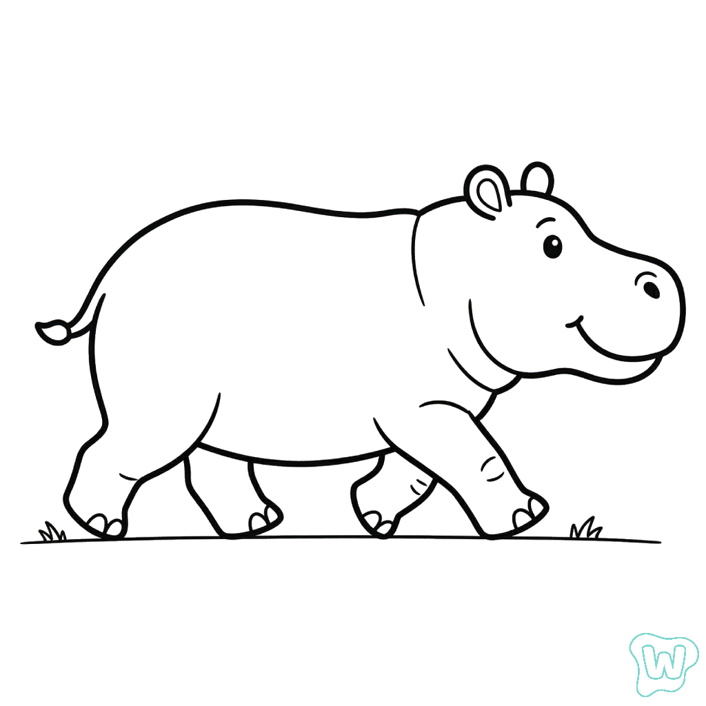 Hipopótamo páginas para colorear imprimibles 1