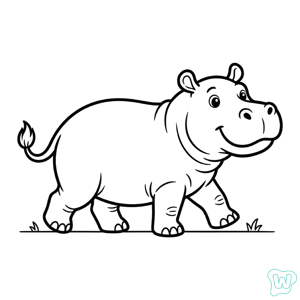 páginas para colorear imprimibles gratis Hipopótamo