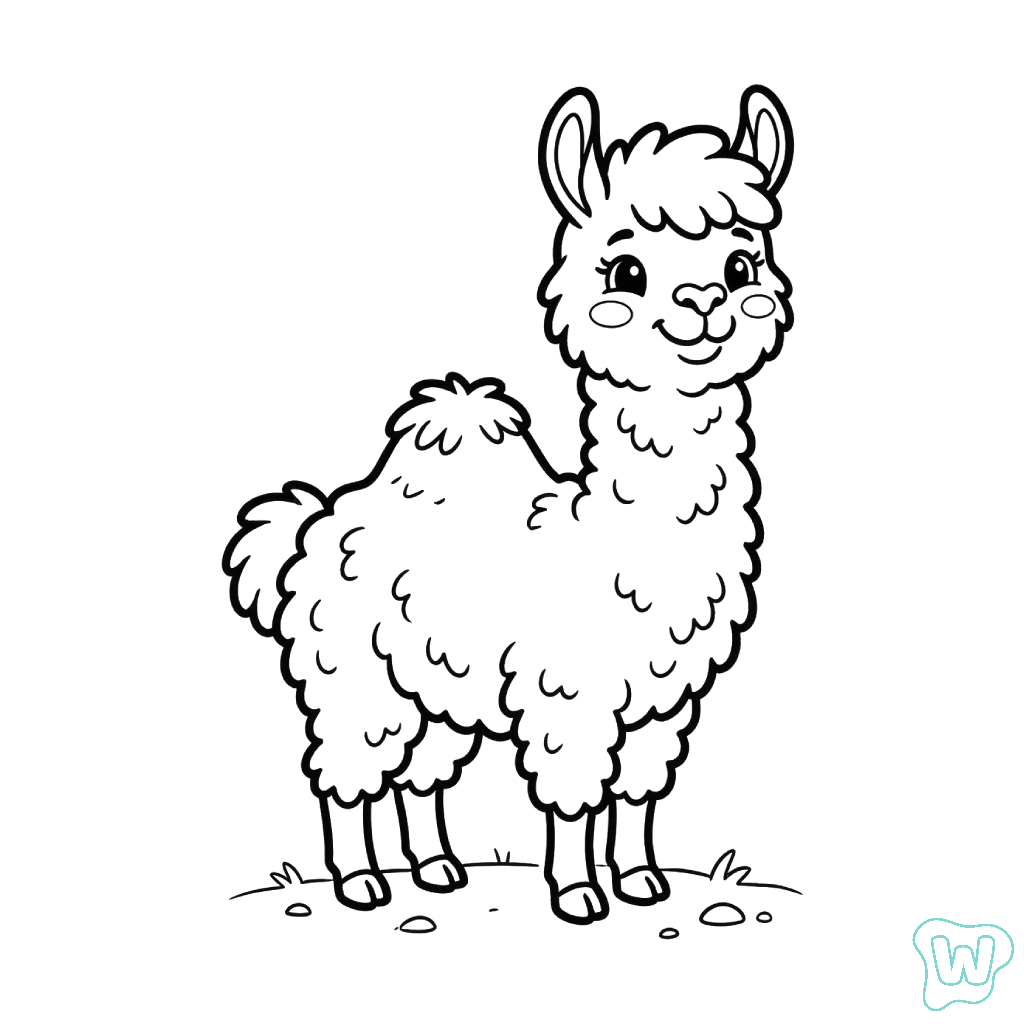 páginas para colorear lindas y fáciles de La Alpaca