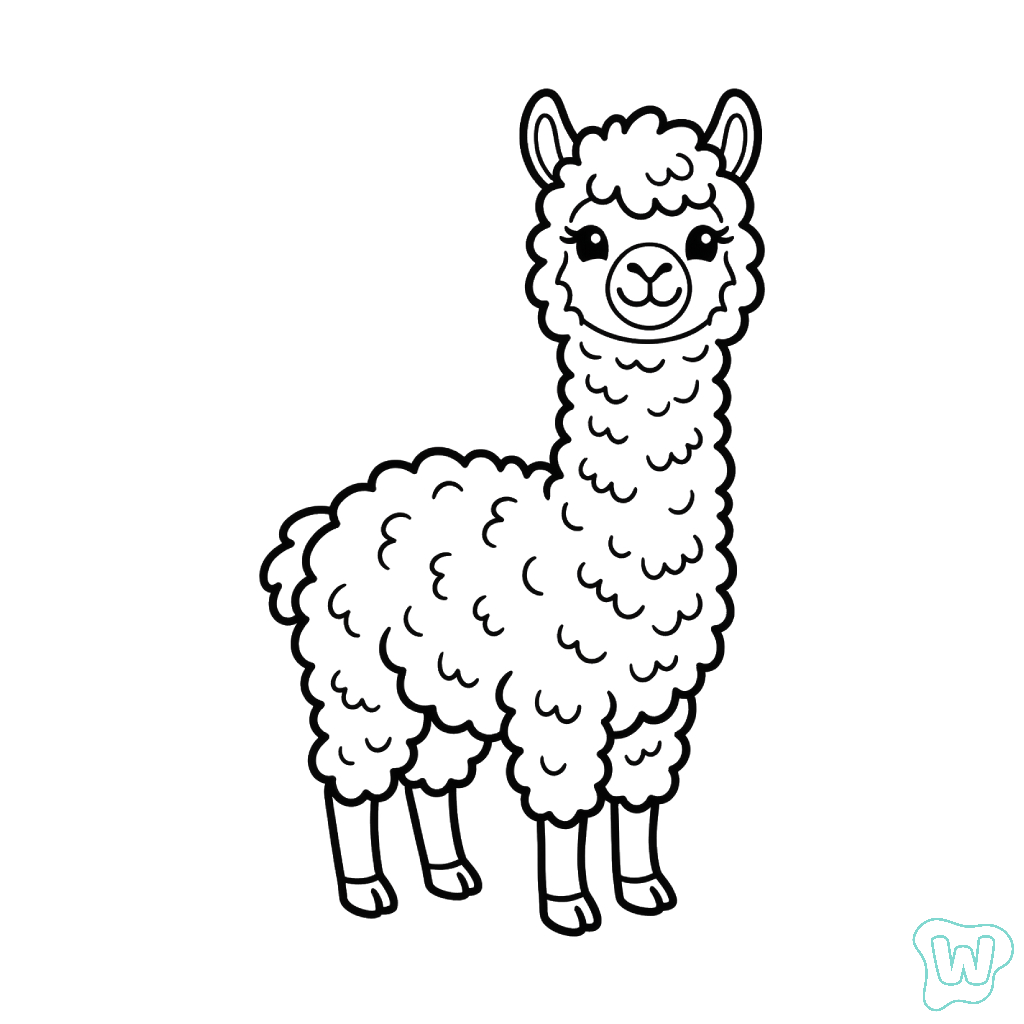 La Alpaca páginas para colorear para niños