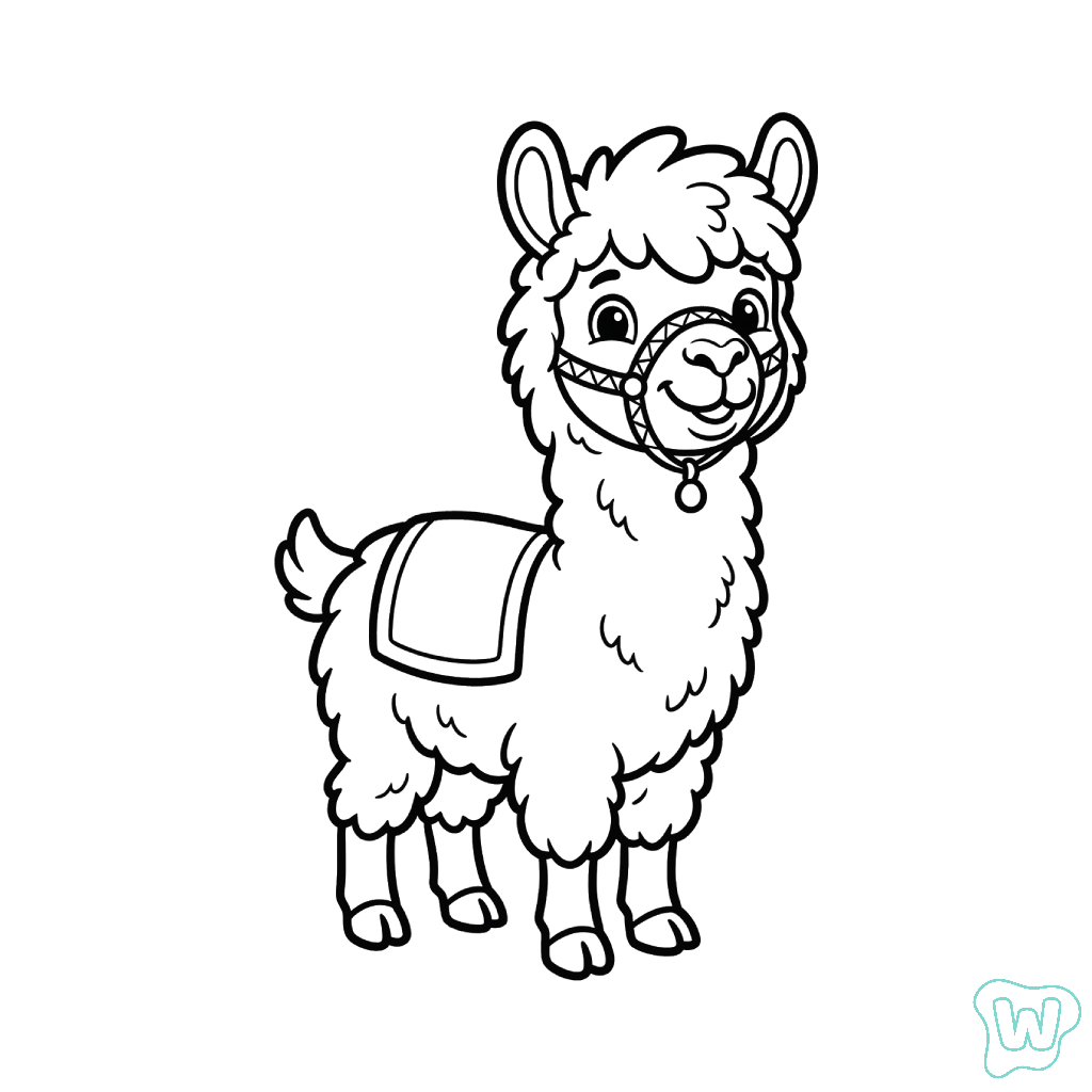 páginas para colorear kawaii lindas La Alpaca