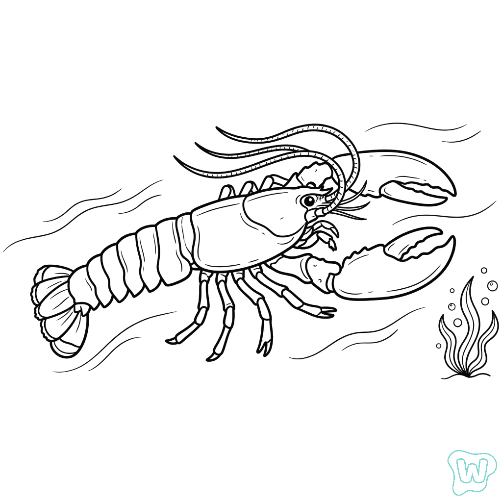 páginas para colorear lindas y fáciles de Lobster 1