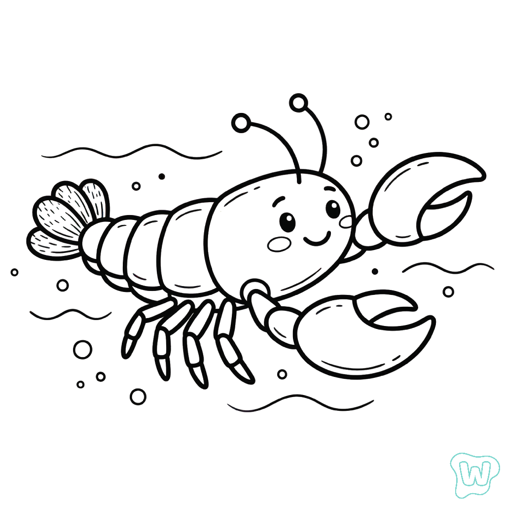 páginas para colorear kawaii lindas Lobster