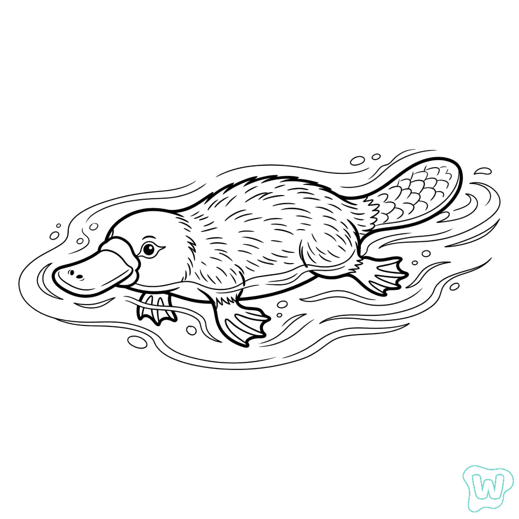 felices páginas para colorear Ornitorrinco