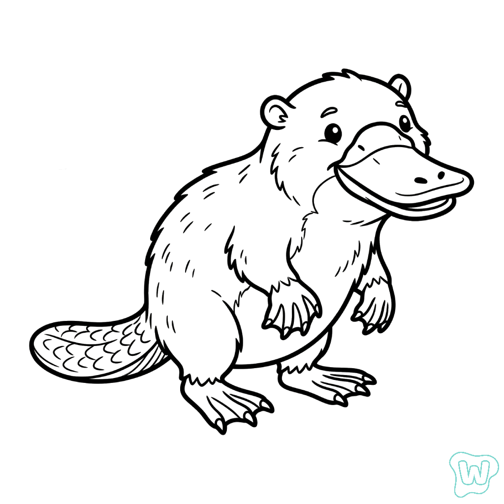 felices páginas para colorear Ornitorrinco 1