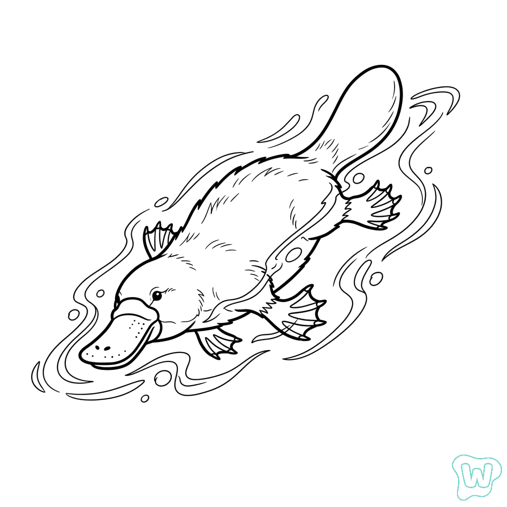 páginas para colorear detalladas de Ornitorrinco para adultos 1