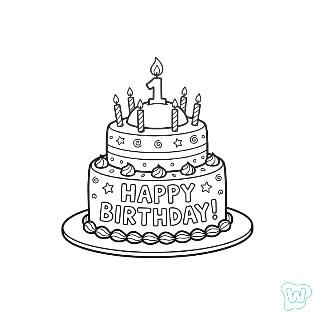 Pastel De Cumpleaños páginas para colorear para imprimir gratis