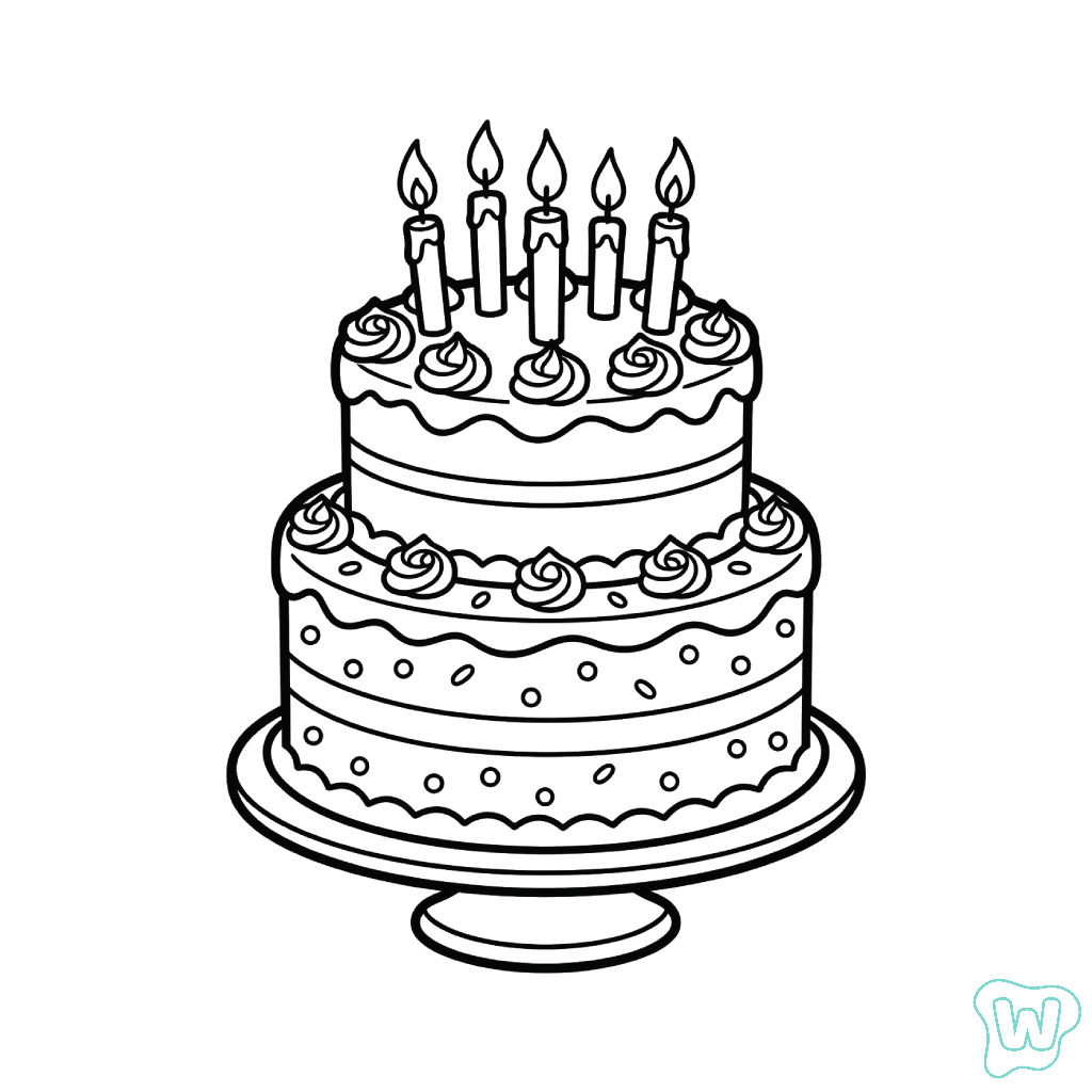 dibujos para colorear Pastel De Cumpleaños
