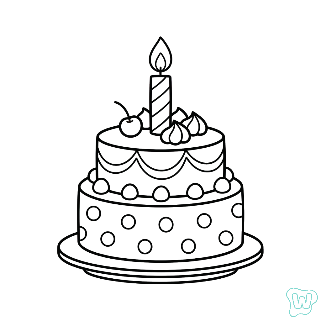 páginas para colorear para adultos Pastel De Cumpleaños 1