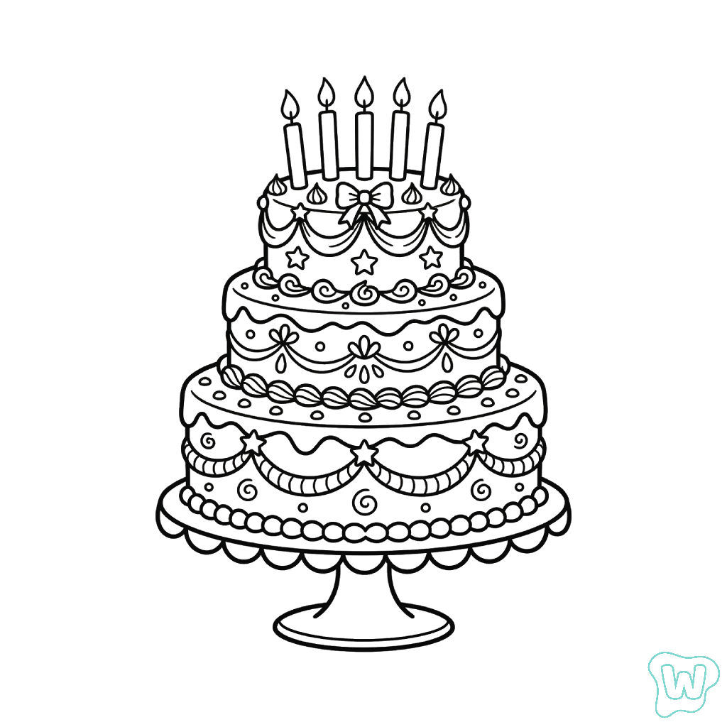 páginas para colorear Pastel De Cumpleaños imprimibles gratis