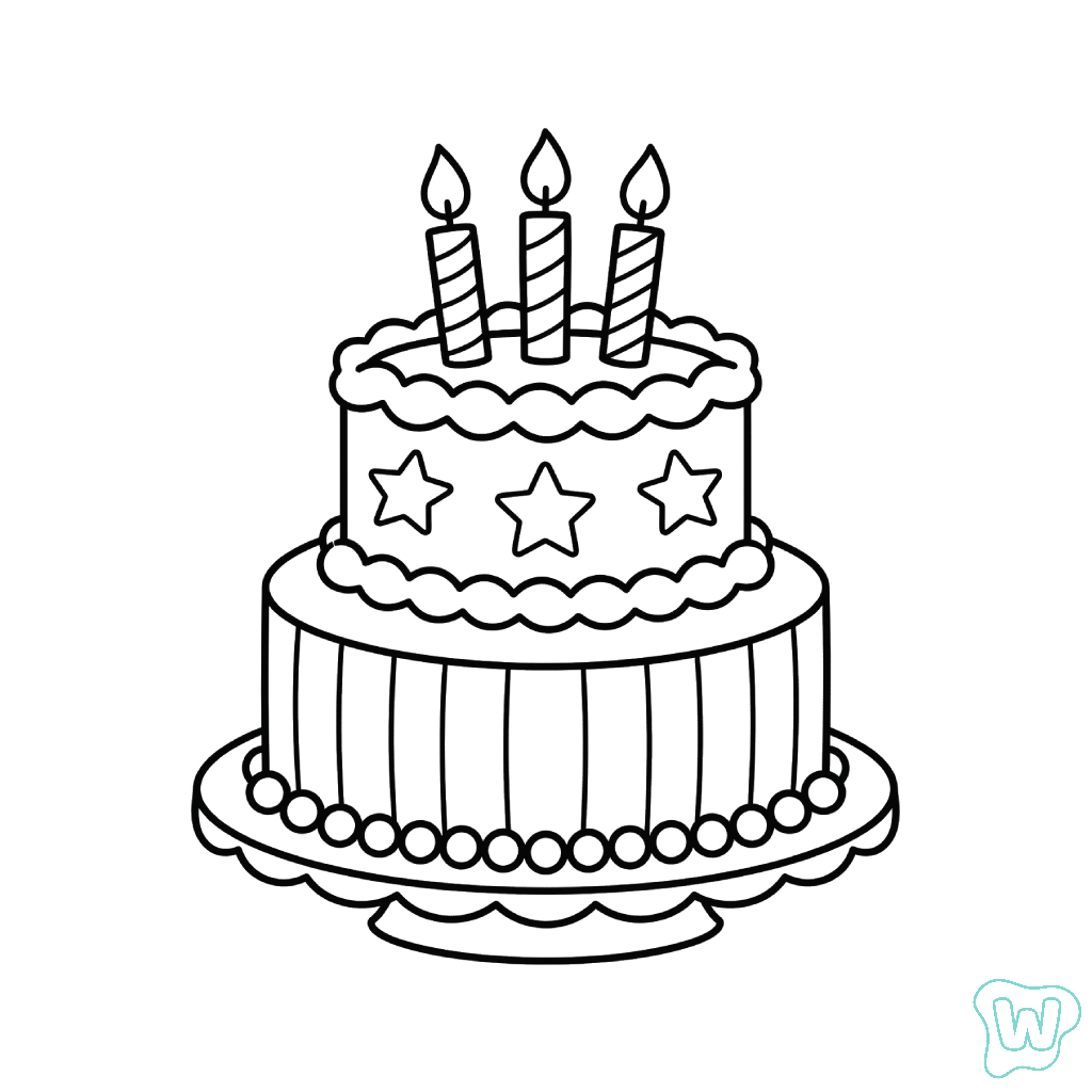 páginas para colorear de árboles Pastel De Cumpleaños gratis