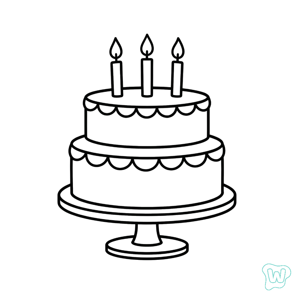 páginas para colorear kawaii lindas Pastel De Cumpleaños