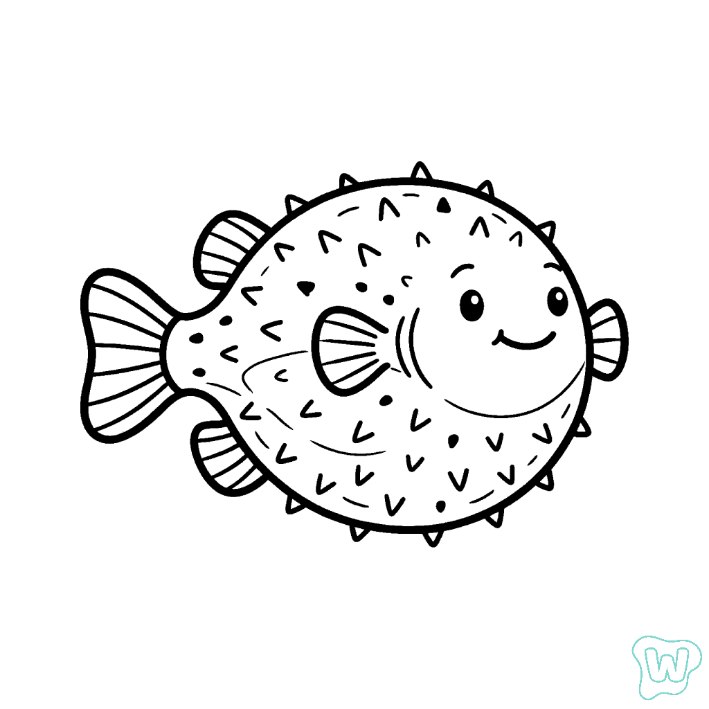 páginas para colorear imprimibles Pez Globo para adultos