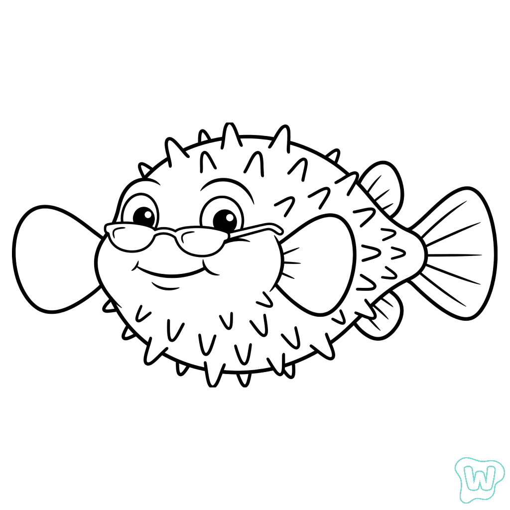 Pez Globo dibujos para colorear  y Imprimir PDF gratis