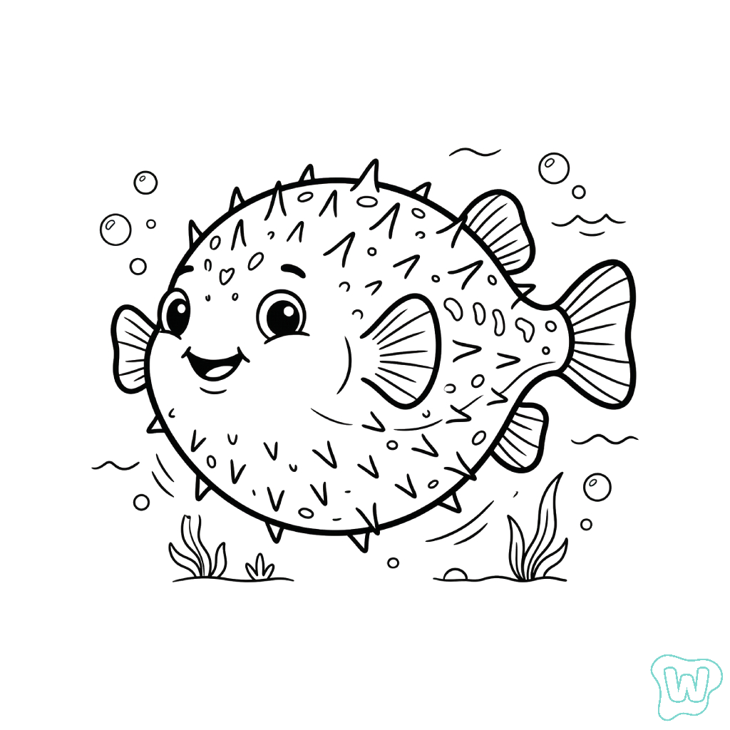 Pez Globo colorear y Imprimir PDF