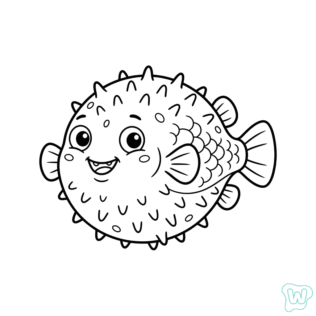 páginas para colorear para niños Pez Globo