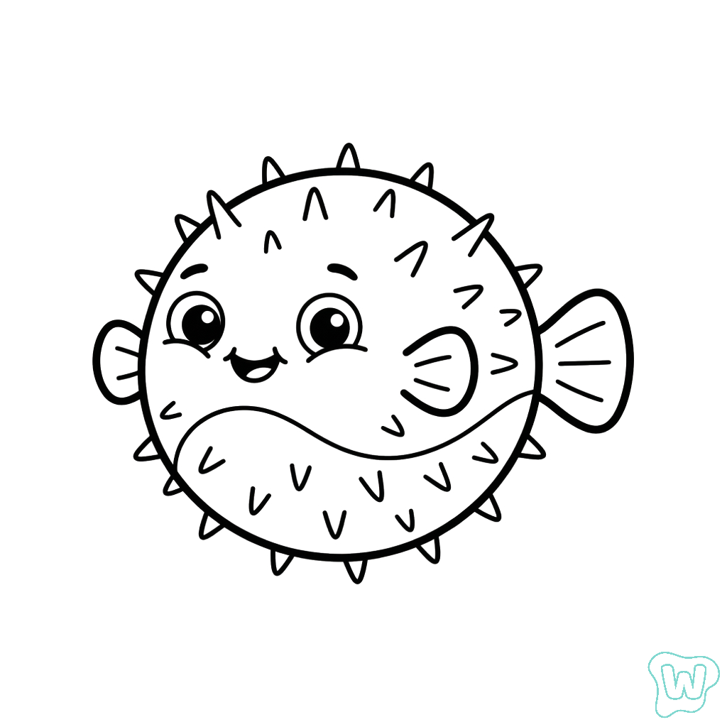 Pez Globo páginas para colorear de adornos