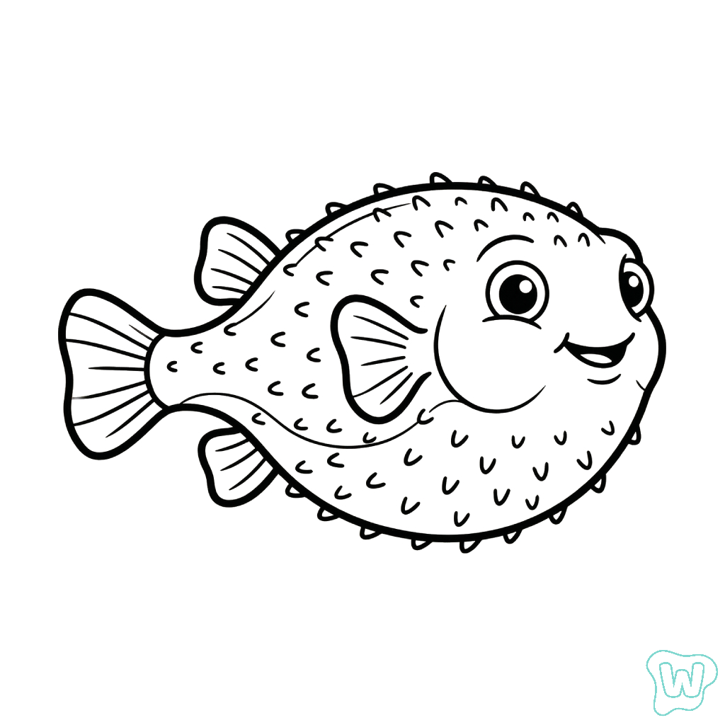 Pez Globo páginas para colorear fáciles 1