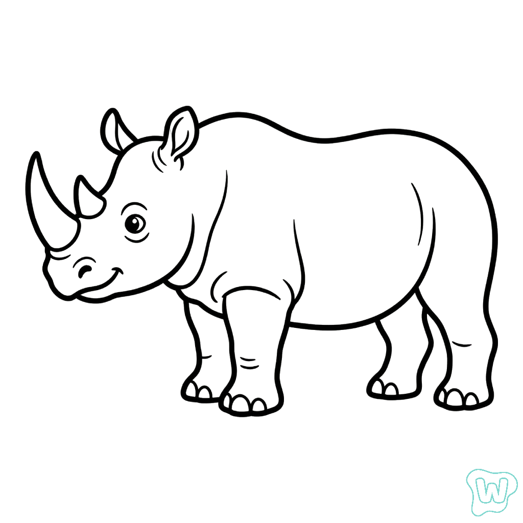 páginas para colorear lindas y fáciles de Rinoceronte
