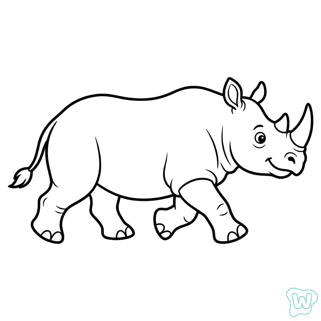 Rinoceronte para colorear y Imprimir PDF