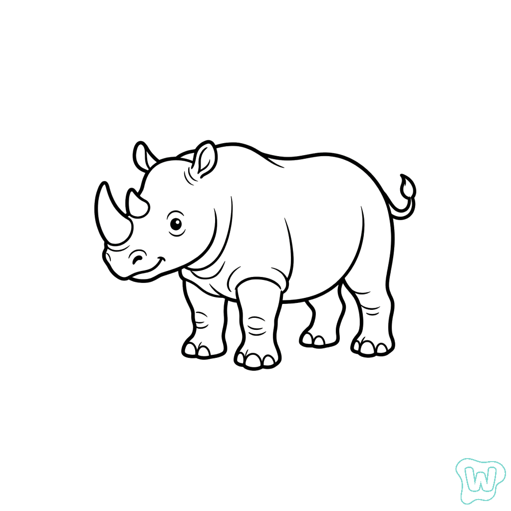 páginas para colorear fáciles de Rinoceronte