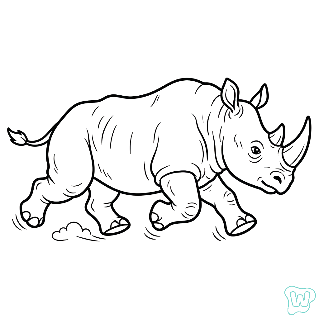 páginas para colorear kawaii lindas Rinoceronte