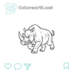 Rinoceronte para colorear (PDF para imprimir gratis) thumbnail