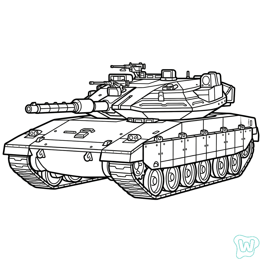 páginas para colorear imprimibles Tanque para adultos