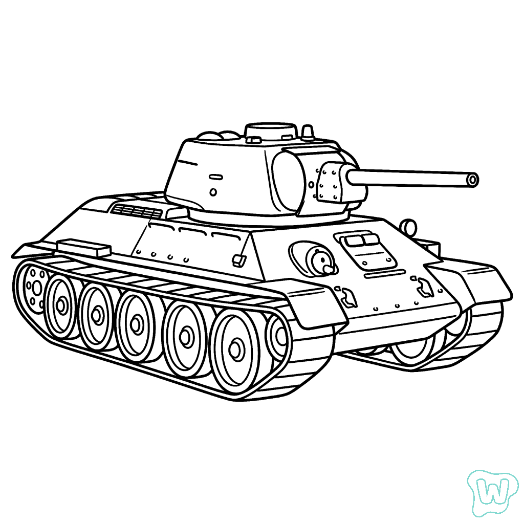 páginas para colorear lindas y fáciles de Tanque