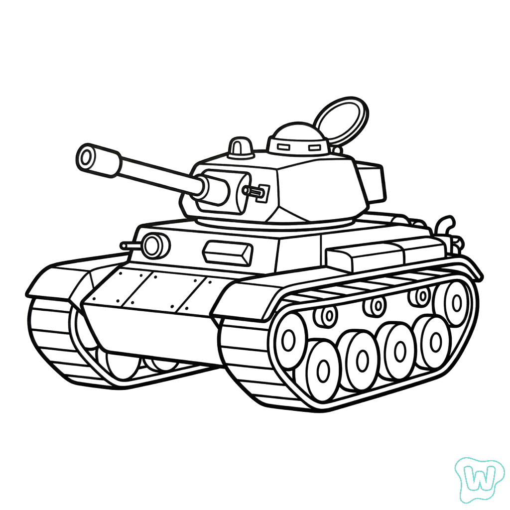 páginas para colorear gratis Tanque para niños
