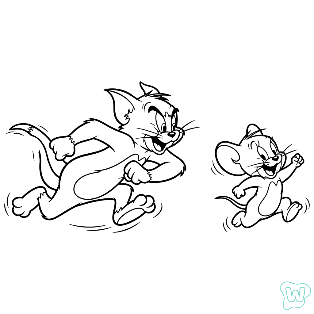 páginas para colorear gratis para adultos Tom y Jerry