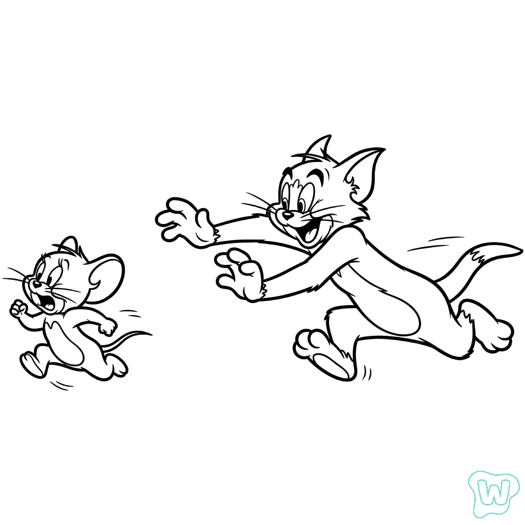 páginas para colorear lindas y fáciles de Tom y Jerry