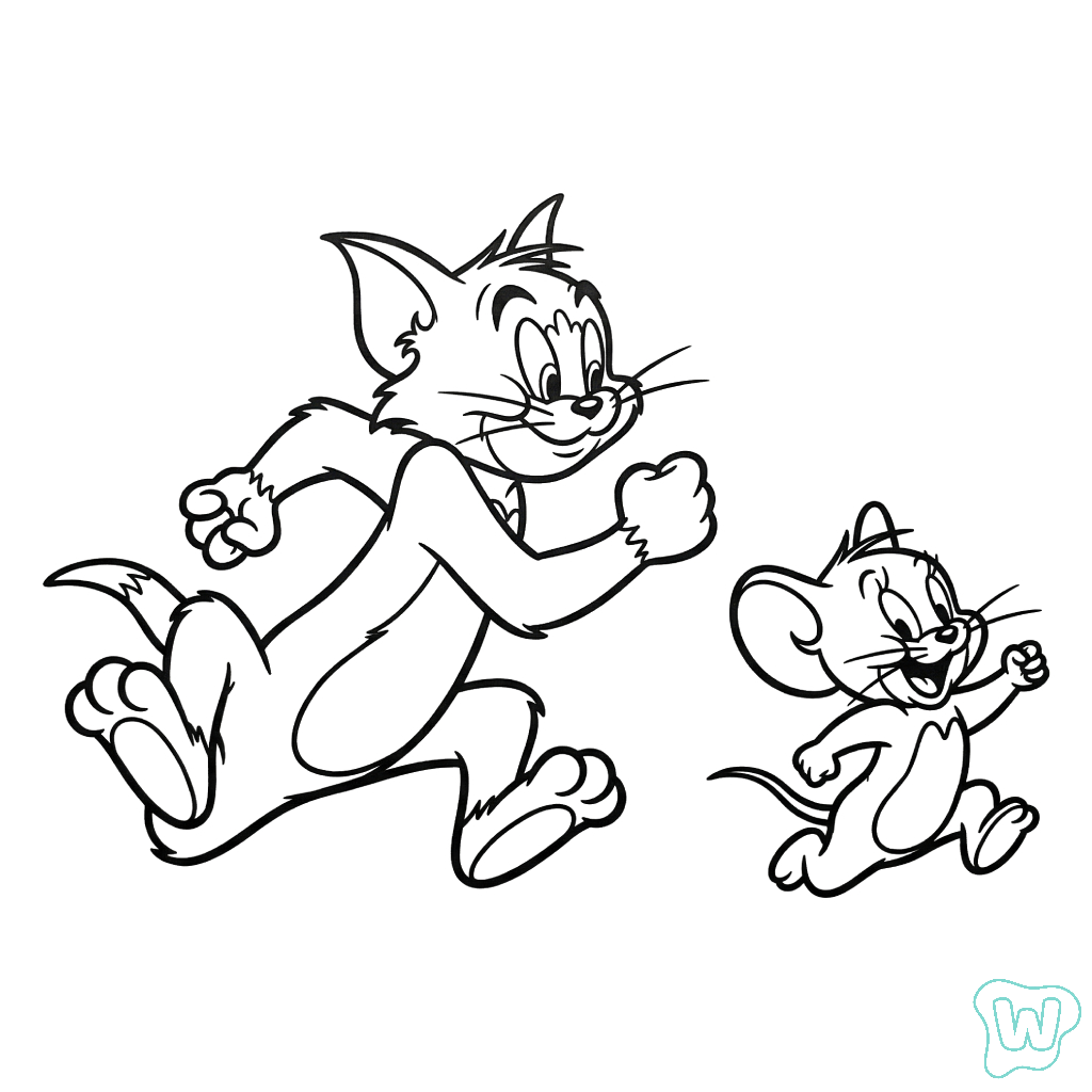 páginas para colorear para niños Tom y Jerry