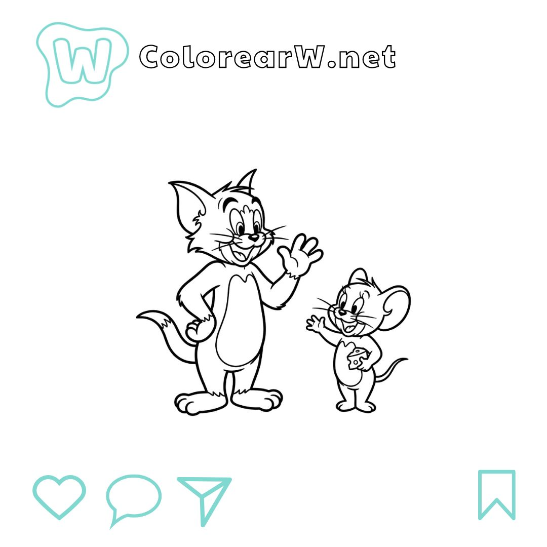 Tom y Jerry para colorear (PDF para imprimir gratis) thumbnail
